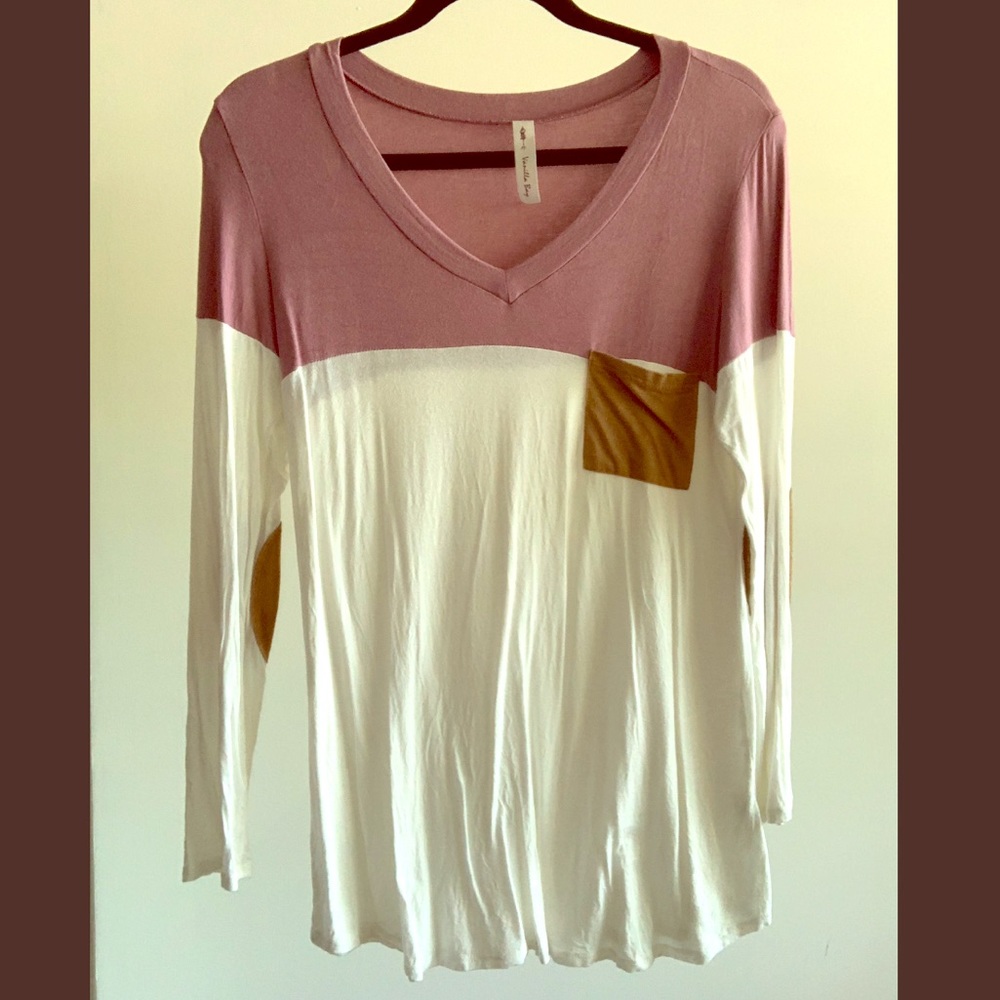 Color Block Top w/ Elbow Patches